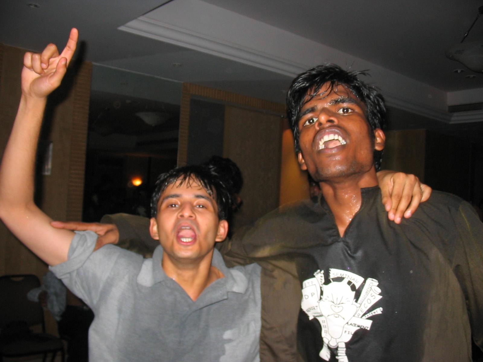 Two college friends enjoying dinner together