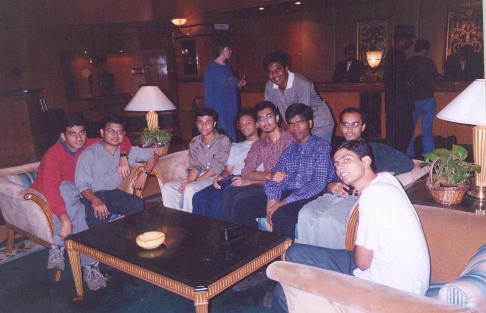 College friends gathered in a lounge