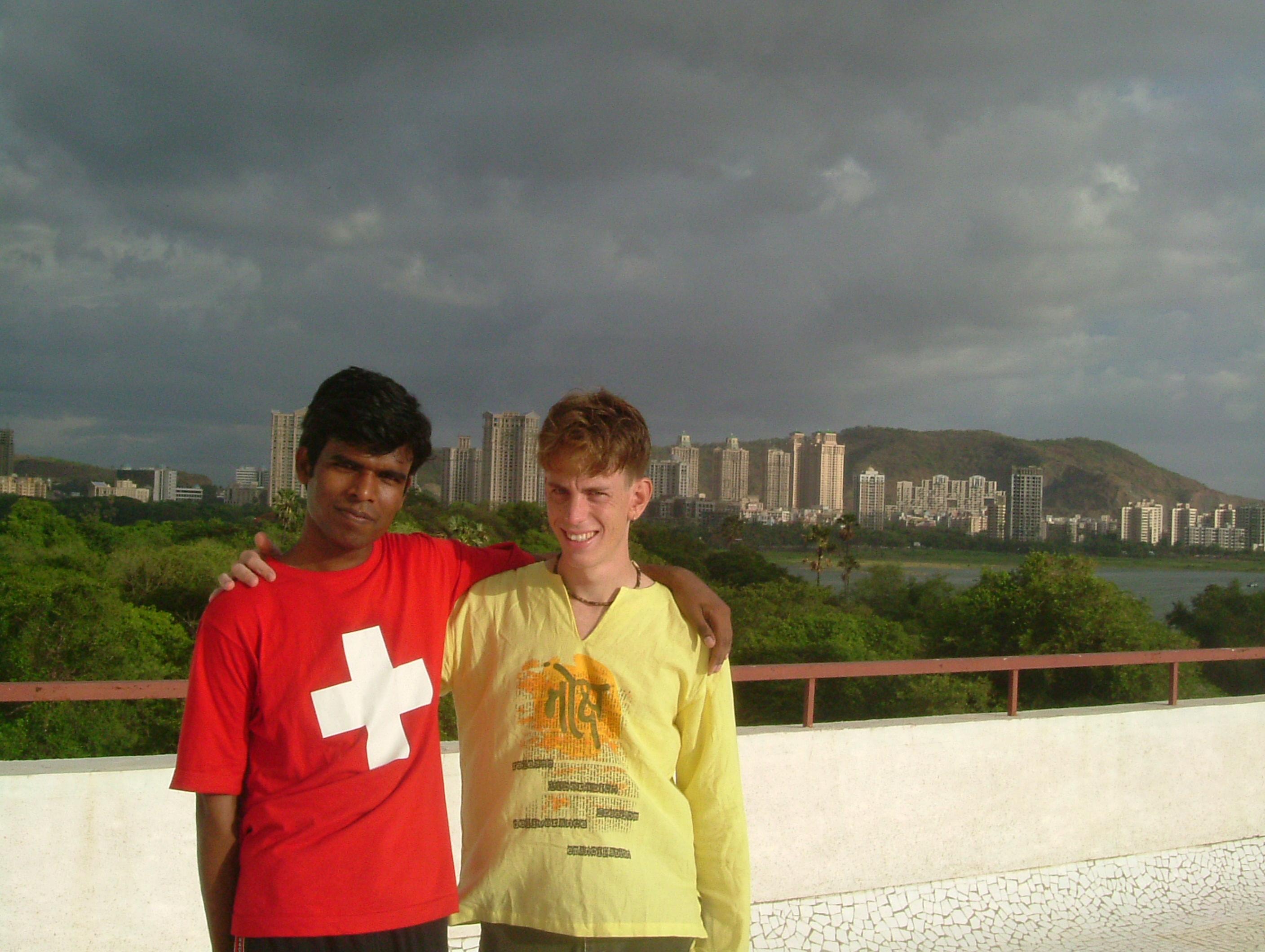 Pradeep Nagar with a friend overlooking the city