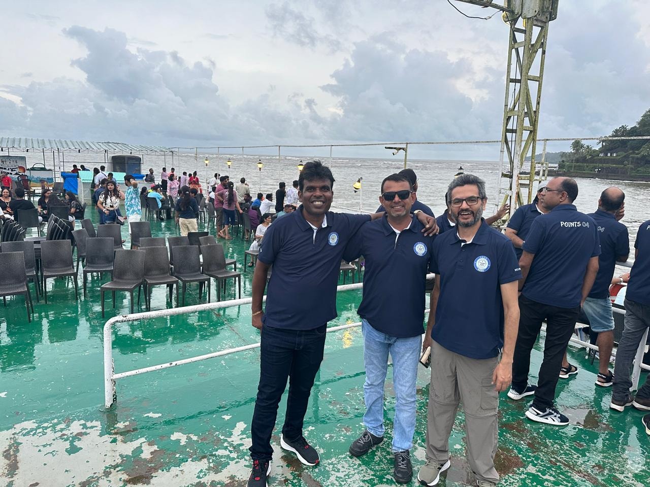 Three DRDO friends on a waterfront outing