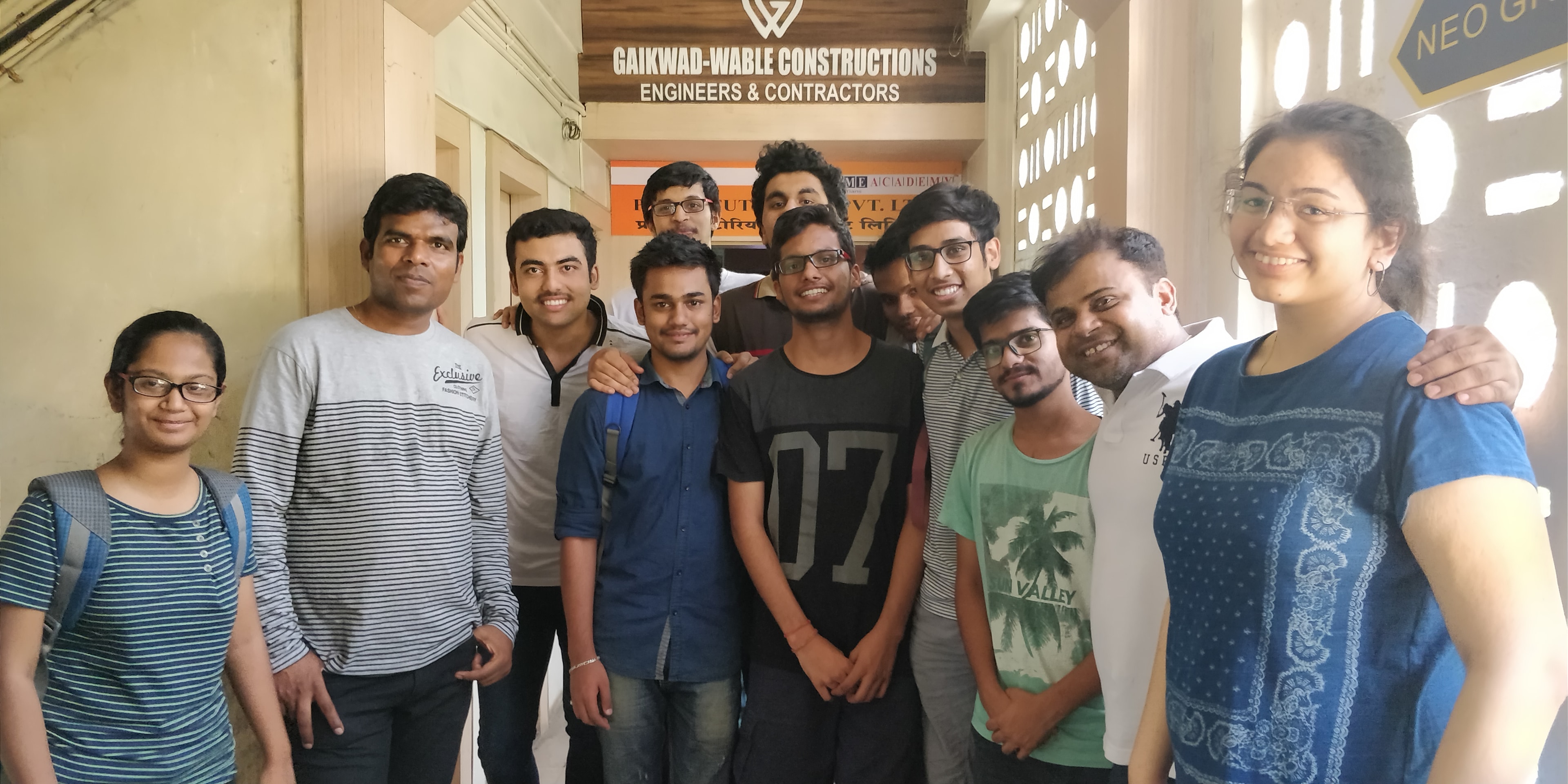 Students and mentors gathered together during a teaching journey