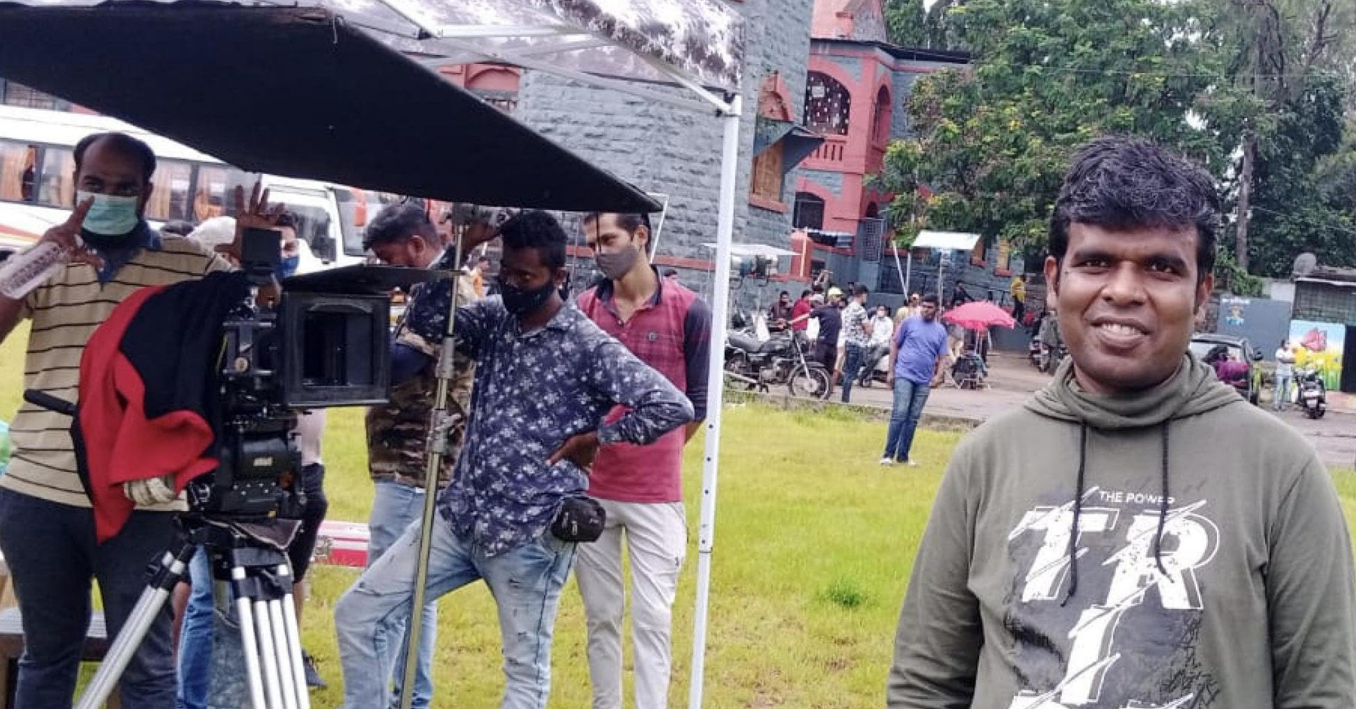 Camera crew at work during the shooting of Khurchi