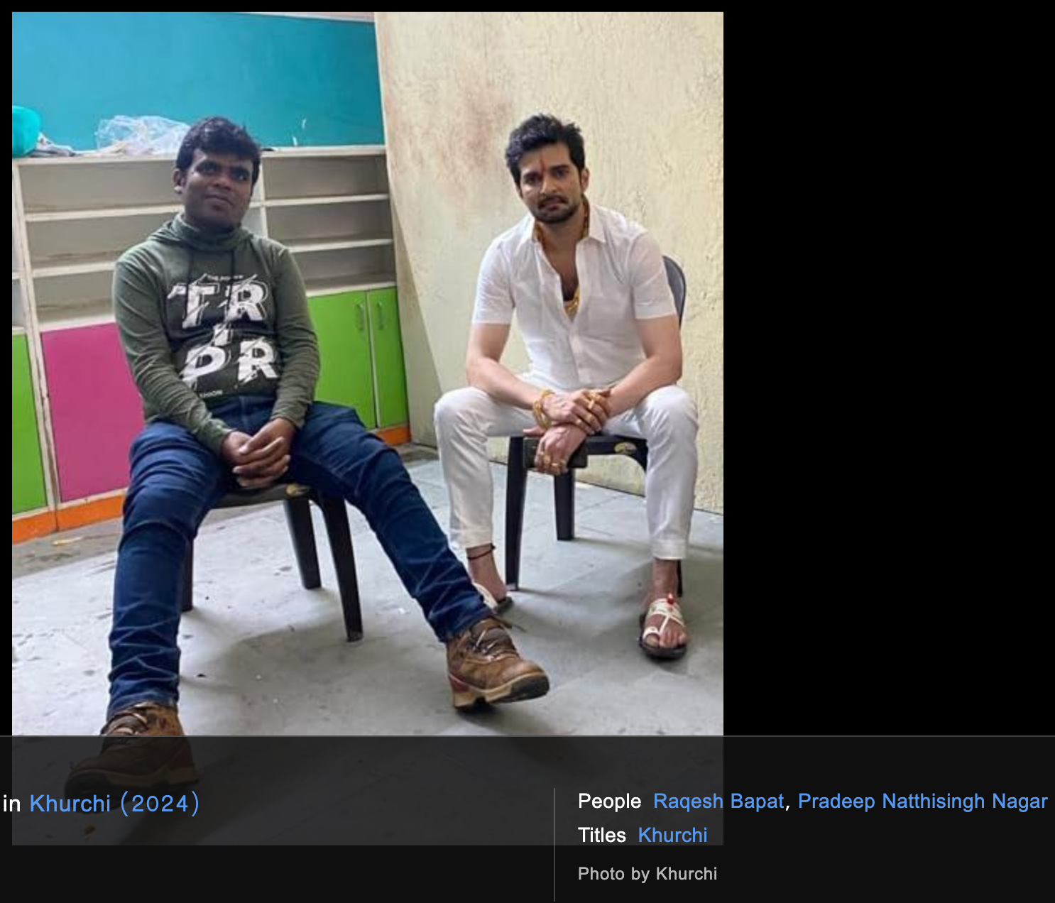 Pradeep Nagar with Rajesh Bapat during the shooting of Khurchi
